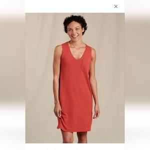Toad & Co XL Grom tank dress, brick  subtle striped
